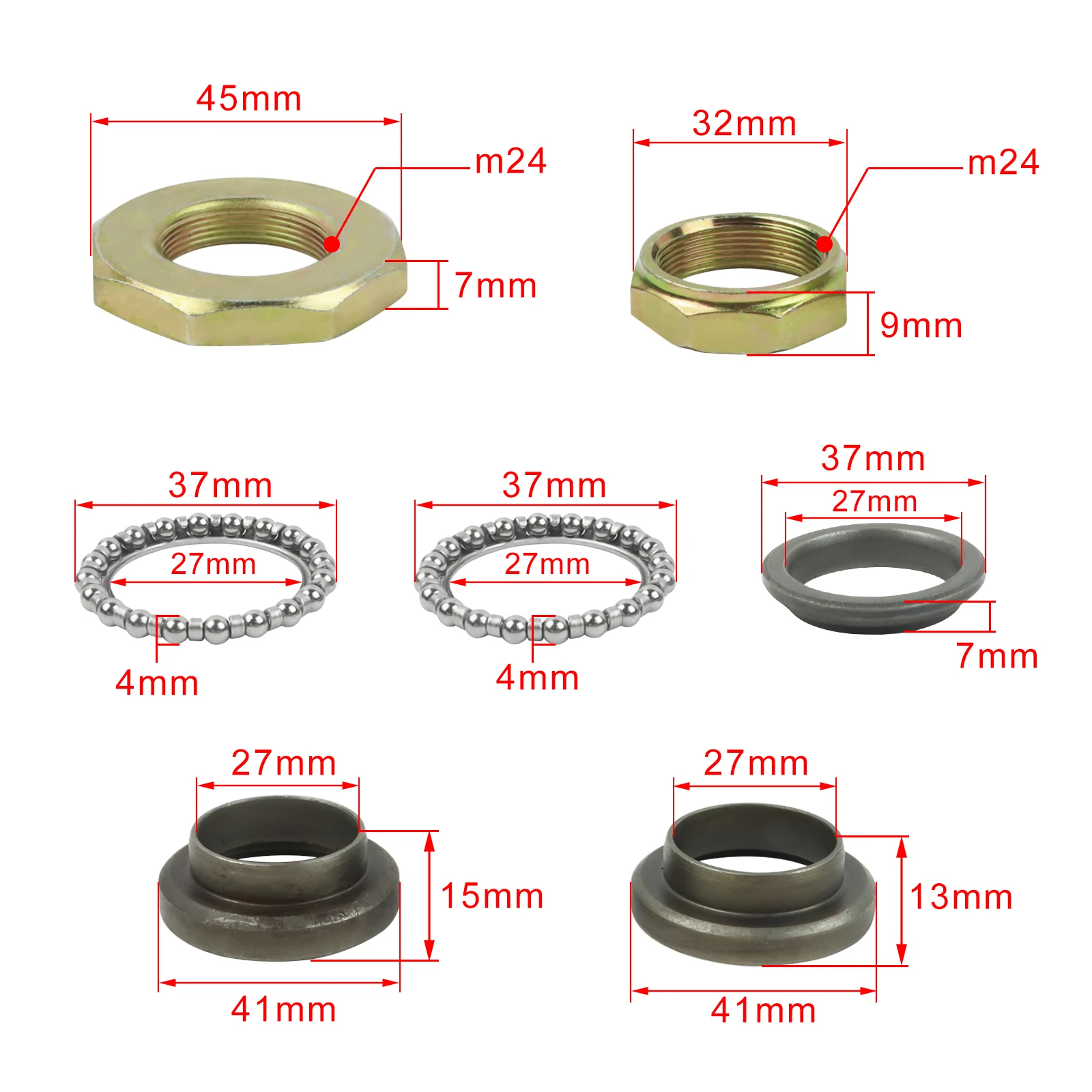 Motorcycle Steering Stem Bearing Ring Rod Kit for Yamaha PW50 PW 50 Peewee50 Y-Zinger Dirt Bike Kids Bike