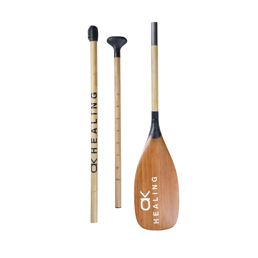

Carbon Fiber Material Lightweight 3-Section Bamboo Skin Kayak Paddle 180-15cm Custom Logo Adjustable 620g Kayak Paddle