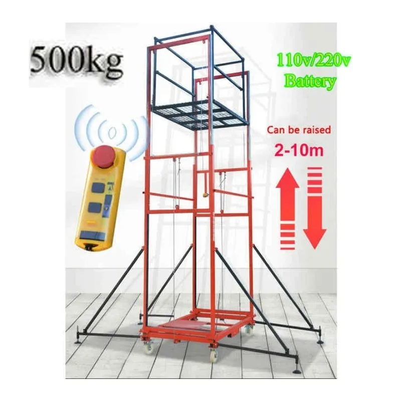 Складная электрическая леса, подъемная платформа, 3-10 м, 500 кг, леса с дистанционным управлением для строительства
