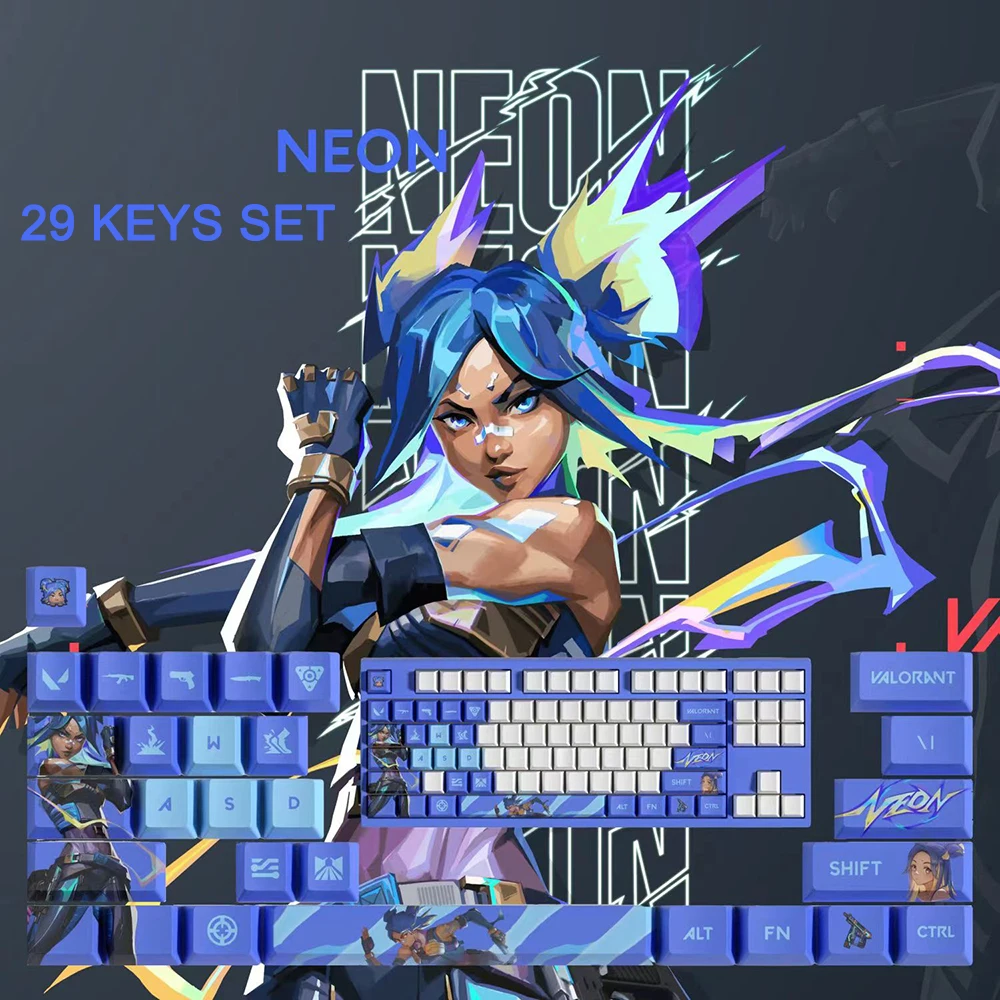 Valorant keycaps Killjoy Harbor Fade Jett Viper Sage Raze 33 keys OEM Profile Mini Set PBT Dye Sublimation Keycaps For Mx Switch