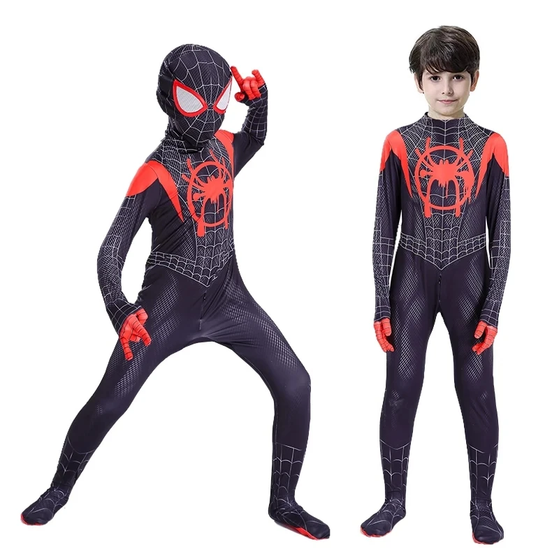 

Spiderman Superhero anime Peter Parker Miles Morales Cosplay Costume Bodysuit Jumpsuit Halloween For Kids and Adult Costume