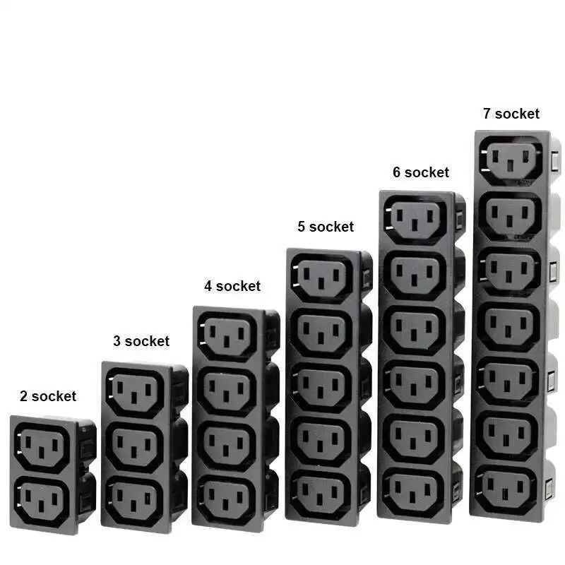 6 Outlet Way IEC C13 Female Connectors PDU Socket, Industrial Strip Superior Quality Black Power Connector Socket