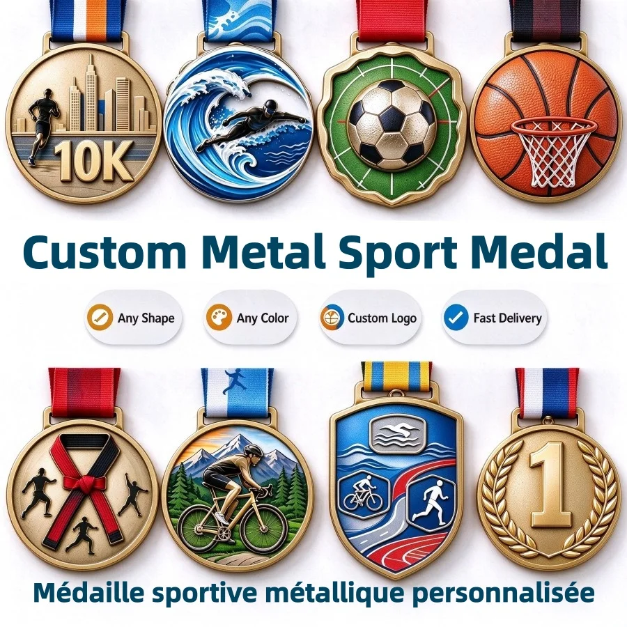 Custom Metal Sport Medal Running Swimming Football Triathlon Cycling Race Award Metal Medal Manufacturer Zinc Alloy Sports Award