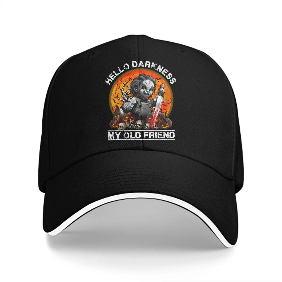 Summer Cap Sun Visor Hello Darkness My Old Friend Halloween Hip Hop Caps Child's Play Chucky Horror Film Cowboy Hat Peaked Hats