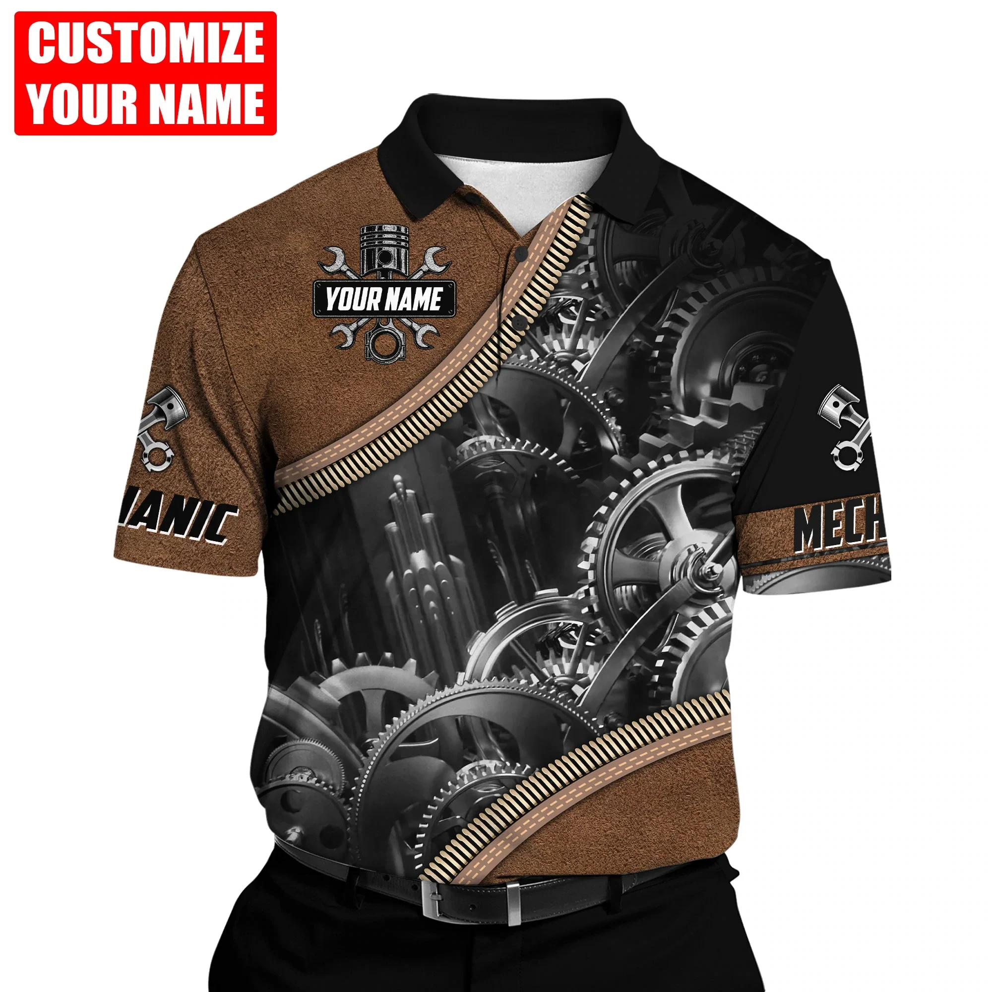 Personalized Name Mechanic 3D All Over Printed Mens Polo Shirt Summer Short Sleeve t-shirt Street Casual POLO shirt tops WK12