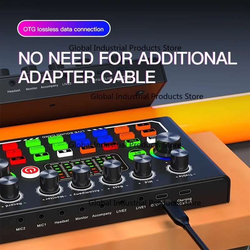 

Professional Sound Card Set, Audio Mixer for Podcast Equipment, Condenser Microphone, Live Recording, F009