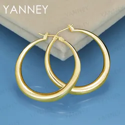 Wholesale 925 Sterling Silver 18K Gold 35MM Fine Hoop Earrings For Women Fashion Charm Gifts Jewelry Accessories