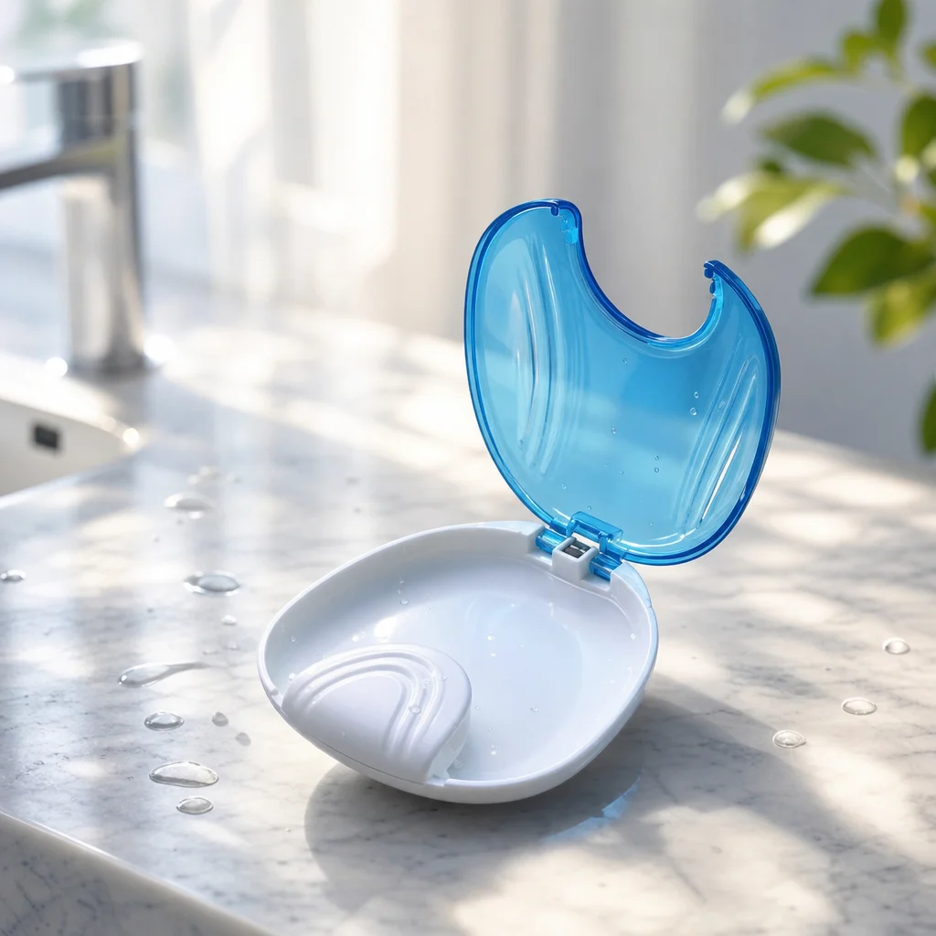 Press‑Snap Closure False Teeth Container, Shell‑Shaped Denture Holder for Daily Use