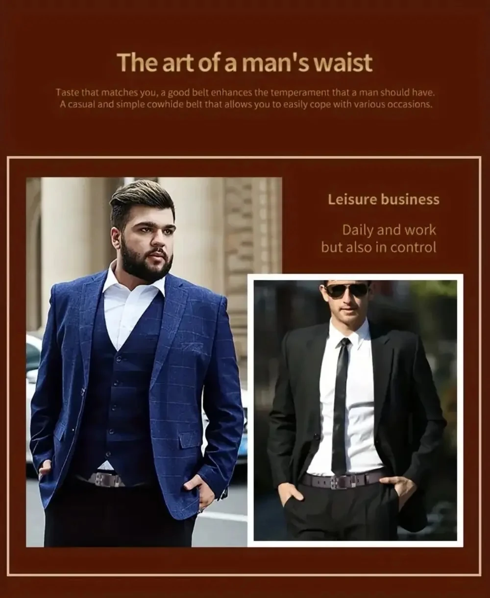 Echtes Leder Für männer Hohe Qualität Schnalle Jeans Rindsleder Casual Gürtel Business Cowboy Bund Männlichen Mode Designer 2024New – Detail 7