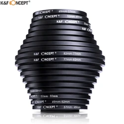 K&F Concept 18pcs Camera Lens Filter Step Up/Down Adapter Ring Set 37-82mm 82-37mm for Canon Nikon Sony DSLR Camera Lens Ring