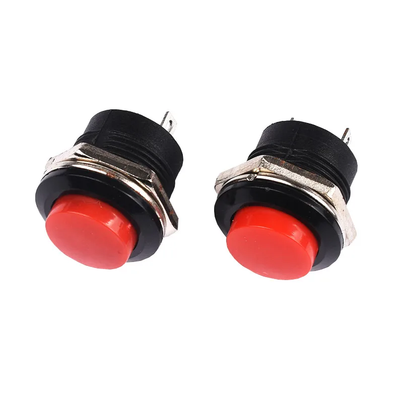 10pcs Momentary Push Button Switch 16mm Momentary 6A/125VAC 3A/250VAC Round Switches R13-507 BLACK RED GREEN WHITE BLUE YELLOW