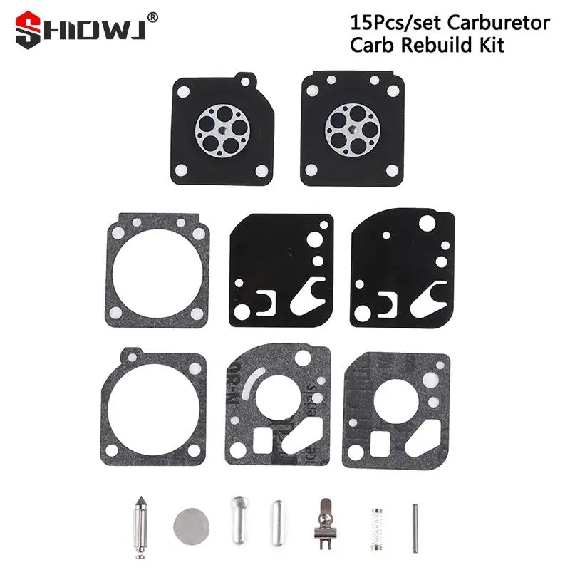 15Pcs/set Carburetor Gasket Diaphragm Repair Rebuild Carb Kit Fit For Zama Ryobi Homelite Power String Trimmer