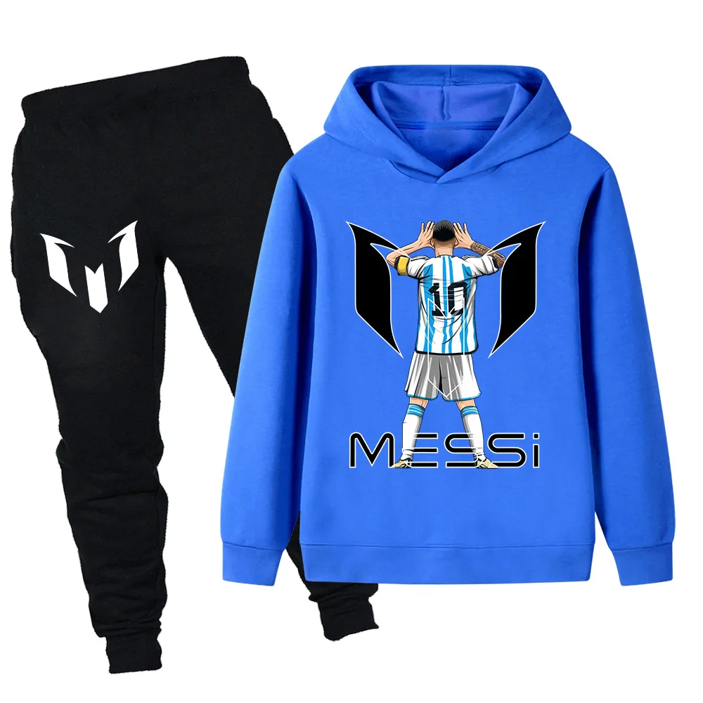 Messi Set manica lunga modello creativo Top sportivo casual da ragazzo + pantaloni Set felpa calda comoda autunno e inverno in due pezzi