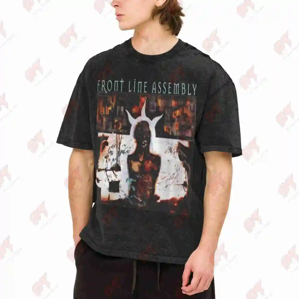 Front Line Assembly Vintage Washed Tee Pure Cotton T-Shirt