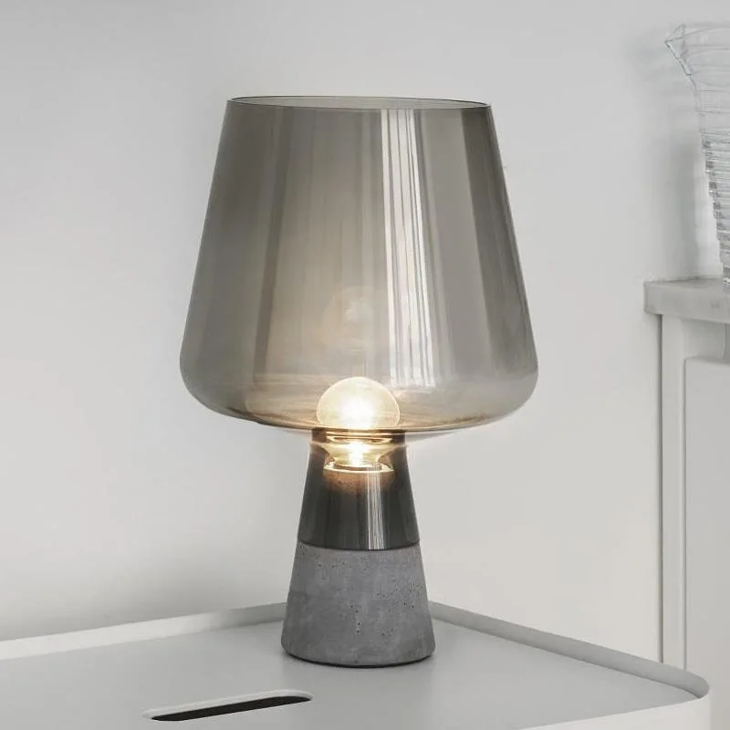 

Nordic Creative Personality Modern Simple Cement Living Room Desk Lamp Rural Bedroom Grey Bedhead Study Glass Desk Lamp