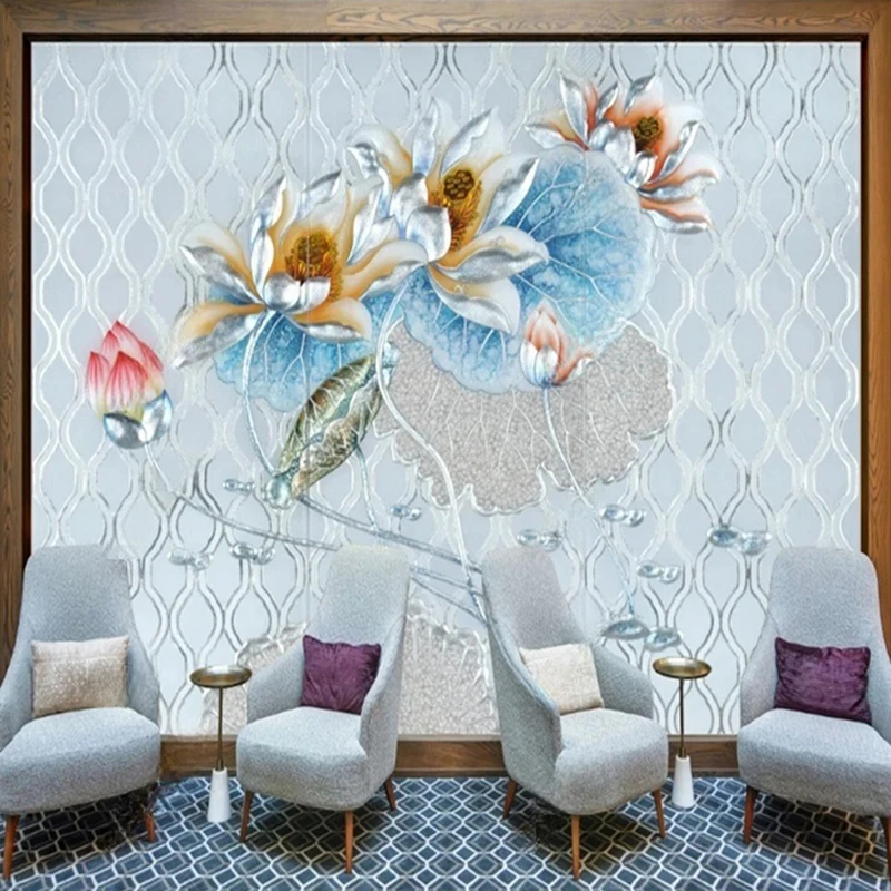 

MU8590 Photo Wallpaper Painting 3D Stereo Flowers Murals Living Room Sofa TV Background Wall Paper Modern Home Decor Room Fresco