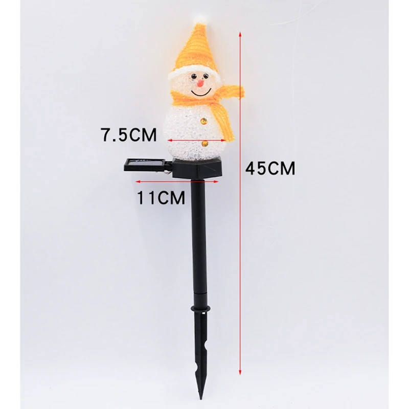 Décorations de noël lumières solaires décor de jardin extérieur bonhomme de neige-ornements de noël décor de jardin à énergie solaire H installation facile