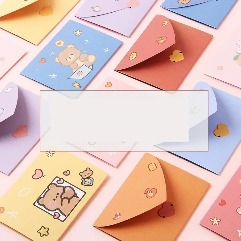 10pcs Japanese Cute Style Paper Envelopes Bear Rabbit Blessing Thank Envelope Cartoon Decoration Letter Paper Greeting Gift Card