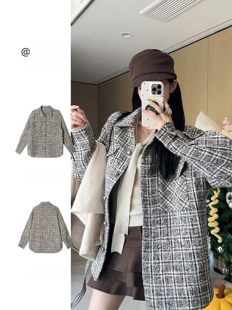 

Женское зимнее пальто Xiang Ge Sle свободного кроя в клетку из хлопка, новая модная повседневная модель, утепленное, с длинными рукавами