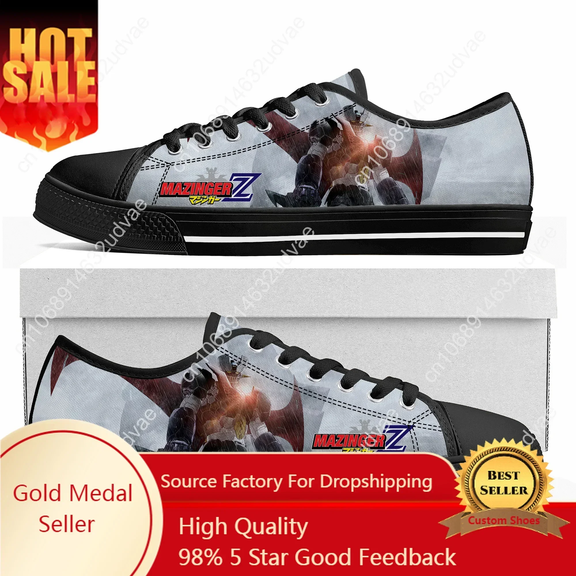 

Cartoon Manga Mazinger Z Anime Comics Low Top Sneakers Mens Womens High Quality Canvas Sneaker Couple Shoes Custom Shoe