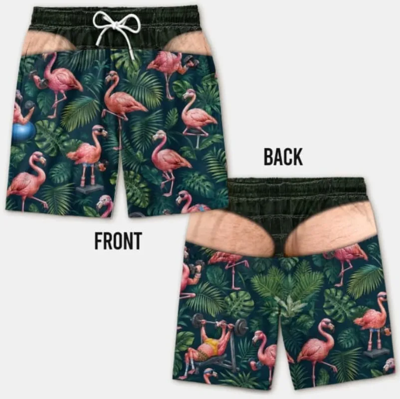 2026 Trendy Hot Item: Men's Fun Beach Shorts, 3D Faux Two-Piece Print, Seaside Vacation Casual Shorts, Quick-Drying Swim Trunks