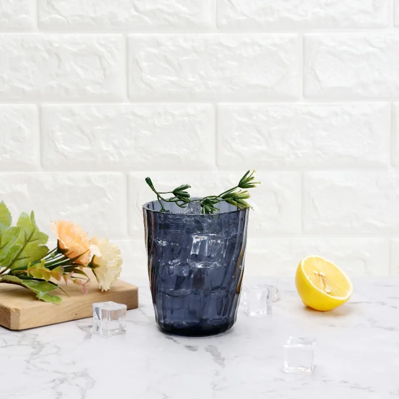 كوب أكريليك قصير منقوش بقوة 14 أونصة، أزرق #2