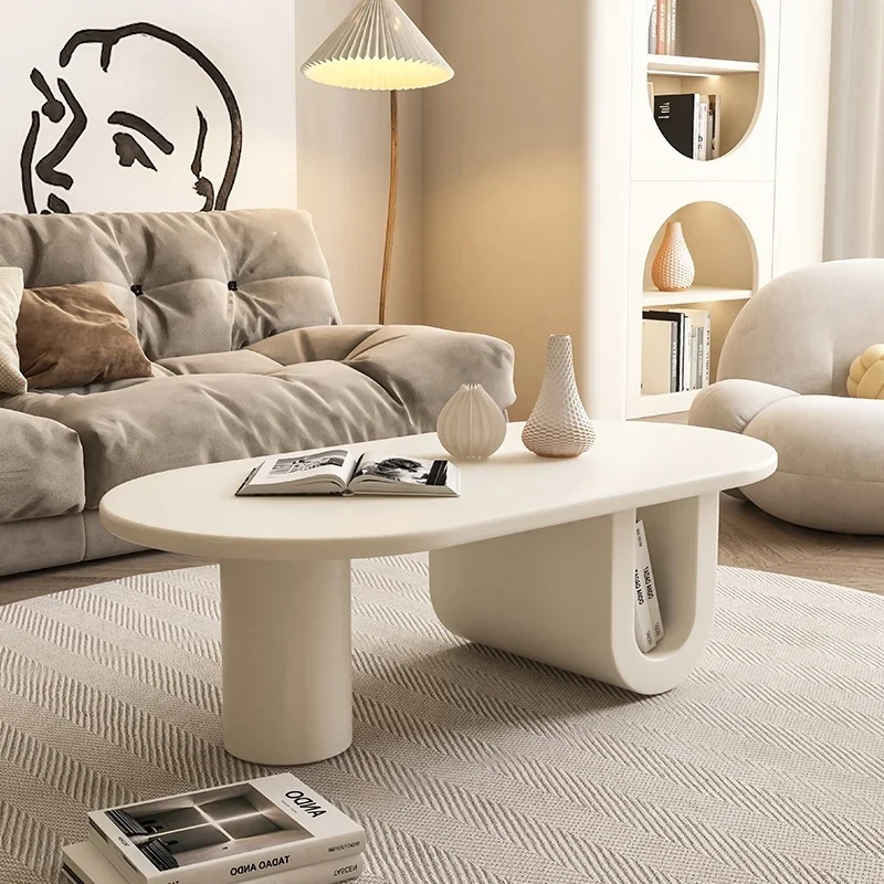 Japanese Oval Coffee Tables White Minimalist Modern Wood Coffee Tables Storage Bedroom Moveis Para Sala Decoration Accessories