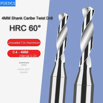 Taladro de aleación de carburo, brocas helicoidales duras de acero inoxidable de tungsteno, vástago de D4mm, taladro de Metal monolítico sólido de microdiámetro, aluminio CNC