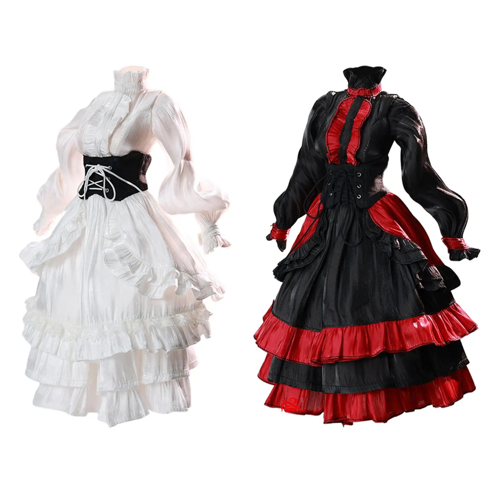 

1/6 Female Action Figure Long Dress Durable Miniature Costume Gothic Photo Prop Evening Gown for Dolls