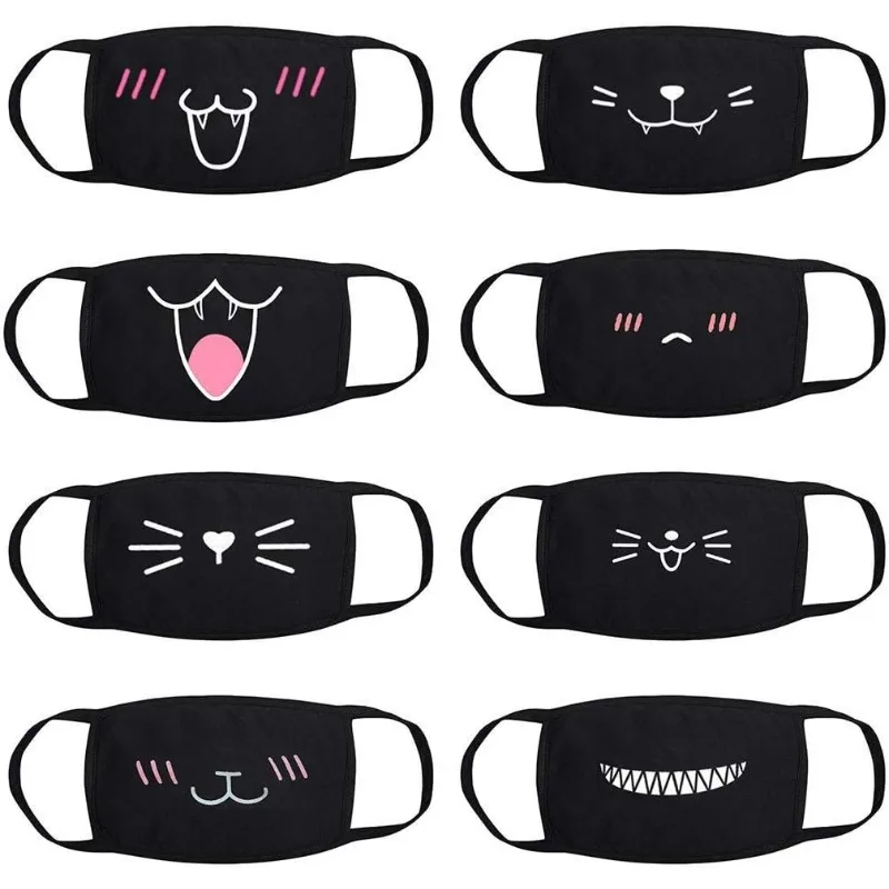 8Pc Cute Cartoon Sweet Cat Pattern Fashionable Reusable Washable Cotton Mouth Face Protection Dust-proof