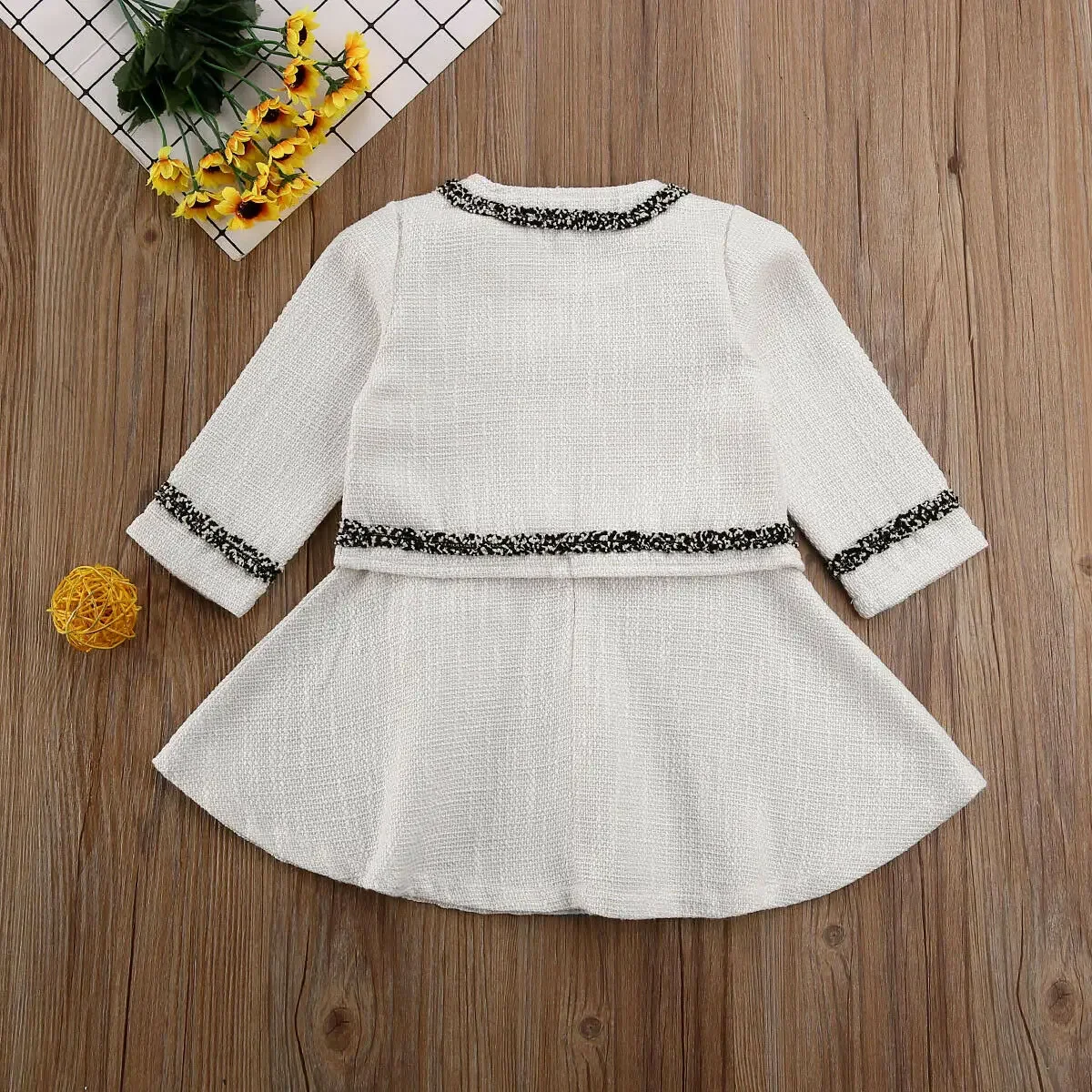 2024 Baby Spring Autumn Clothing  Infant Kid Baby Girl Hemp Pageant Coat + Tutu Dress Party Outfit Fashion Elagent Clothes Sets