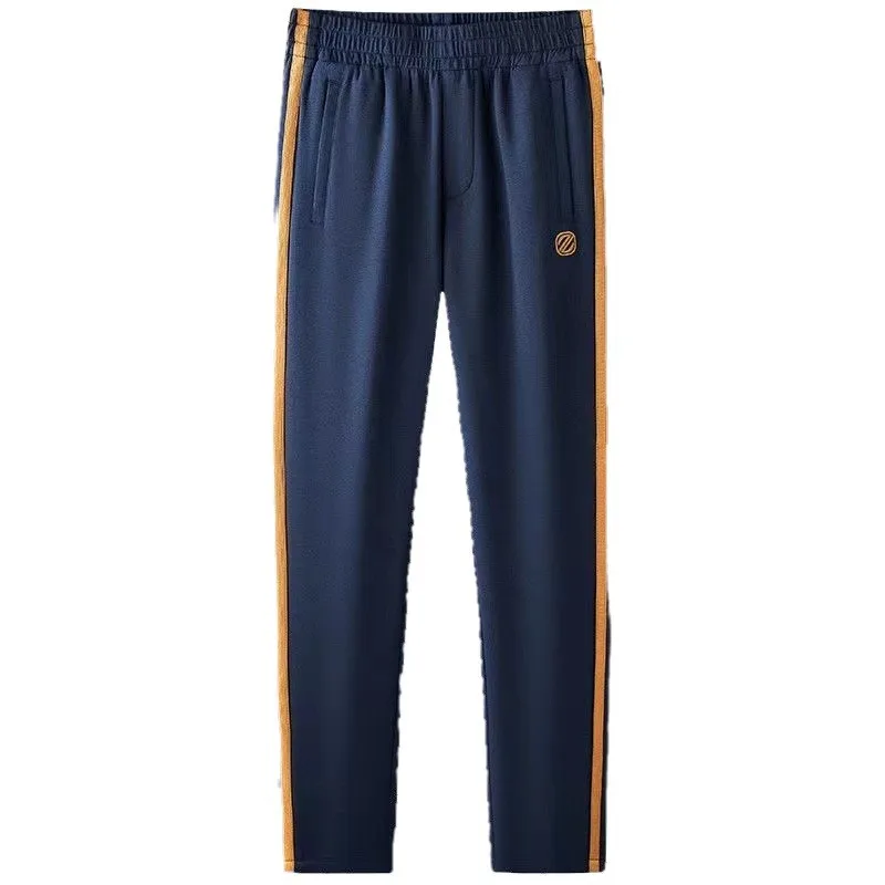 

Luxury blue side stripe color block slim straight leg casual sweatpants for men - autumn lightweight