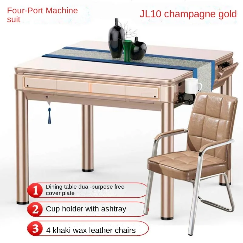 LMM Four-Mouth Dining Table Dual-Use Electric Oblique Mouth Push-Free Suit with Chair