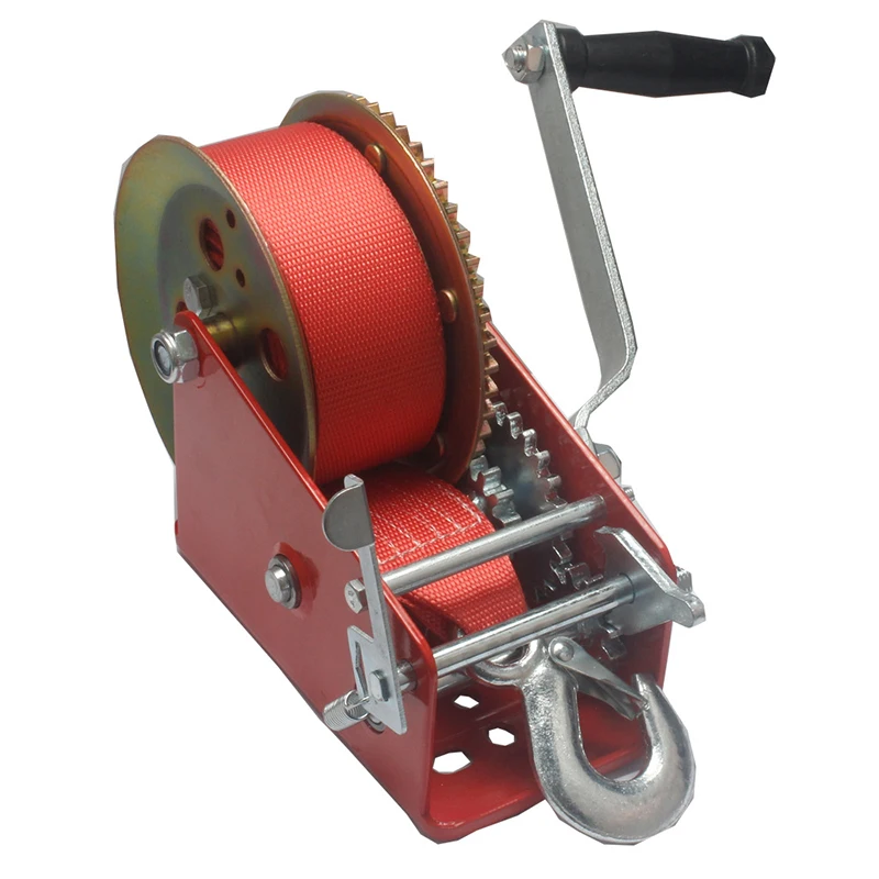 3000 ปอนด์คู่มือ Winch ไนลอน Webbing Winch แบบพกพาติดตั้ง Manual Winch การจัดการสินค้ารถกู้ภัยคู่มือ Winch เครื่องมือ