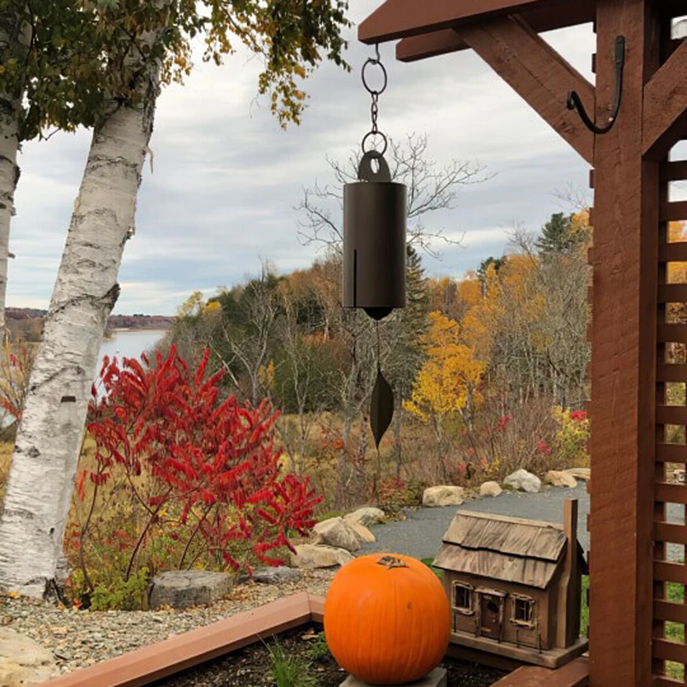 Outdoor Retro Leaves Wind Chimes Resonance Metal Deep Tone Cylinder Copper Windchimes Serenity Bell Wall Hanging Home Decoration