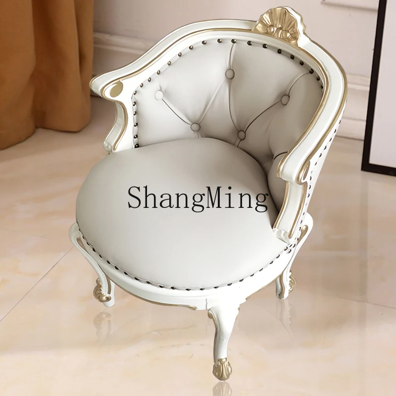 

ZYY light luxury dressing stool leather art solid wood makeup chair bedroom simple now leisure chair