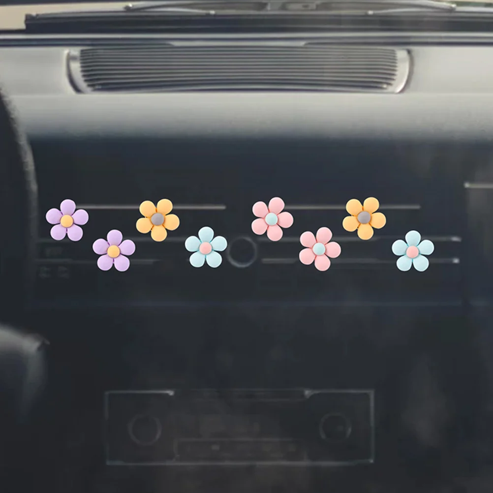 

6Pcs Car Air Outlet Clips Floral Design Auto Vent Clamps Mini Car Interior Decor Easy Install Outlet Ornament for Girls Driving