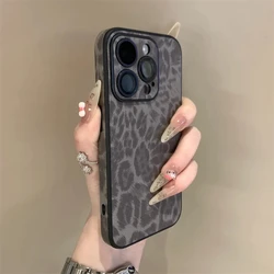 Luxury Colorful Leopard Pattern Leather Phone Case for iPhone 16 15 14 Plus 13 12 11 Pro Max Matte Shockproof Soft Bumper Cover