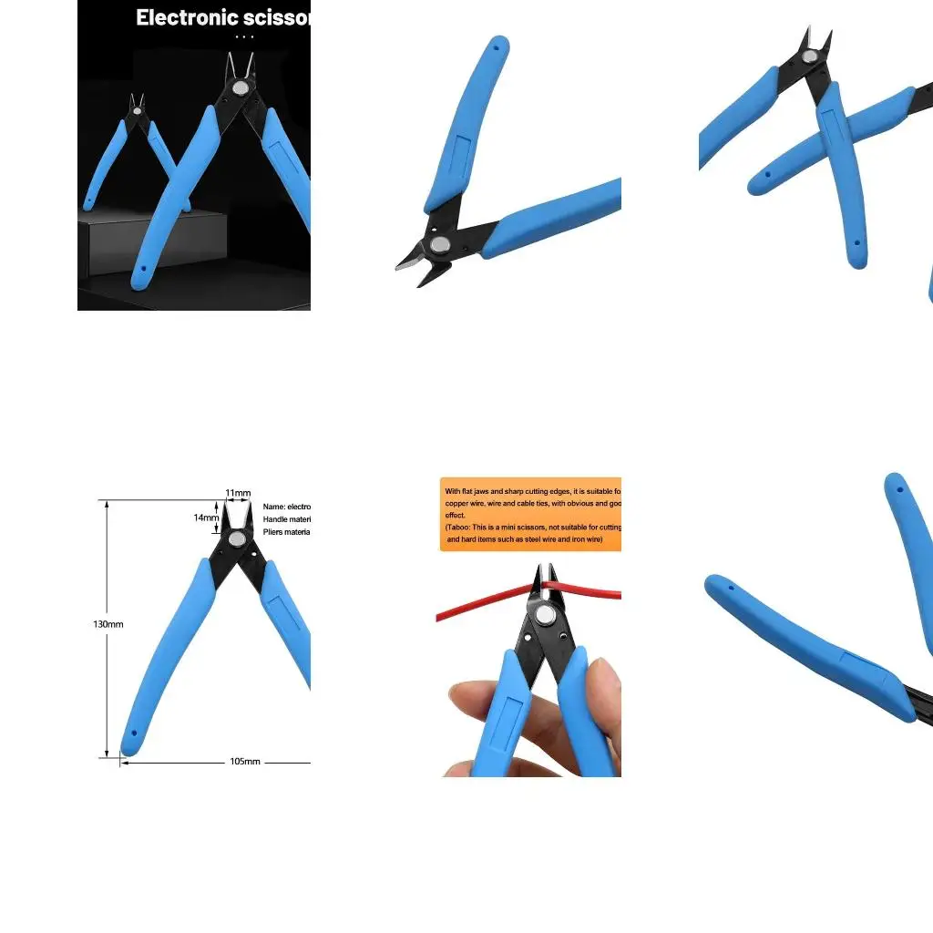  5 Inch Diagonal Cutting Pliers for Electronics Wires Jewelry Screws (Blue)