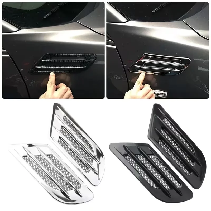 

2pcs Car Side Air Vent Barrier Grille Conduit Decoration ABS Plastic Sticker Car Accessories Exterior Car Body Decorations