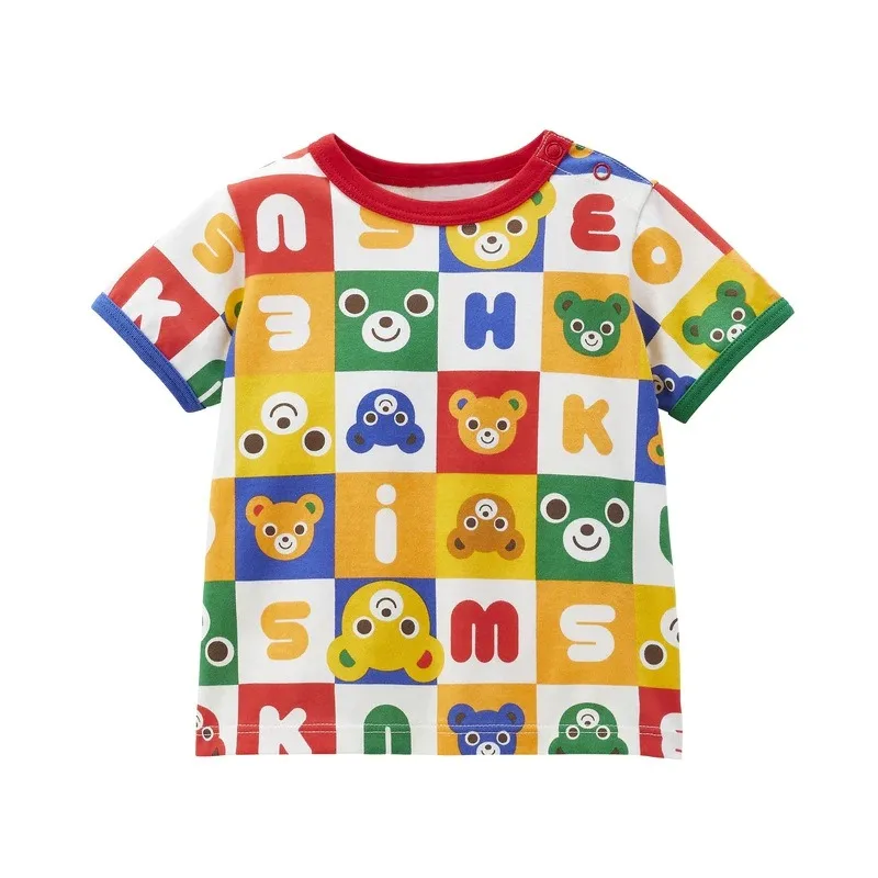 Summer Boys Short Sleeve T-shirts Cartoon Colored Bear T-shirt  Boy Clothes Cute Tops Baby Tees Graphic Top Roupa Infantil