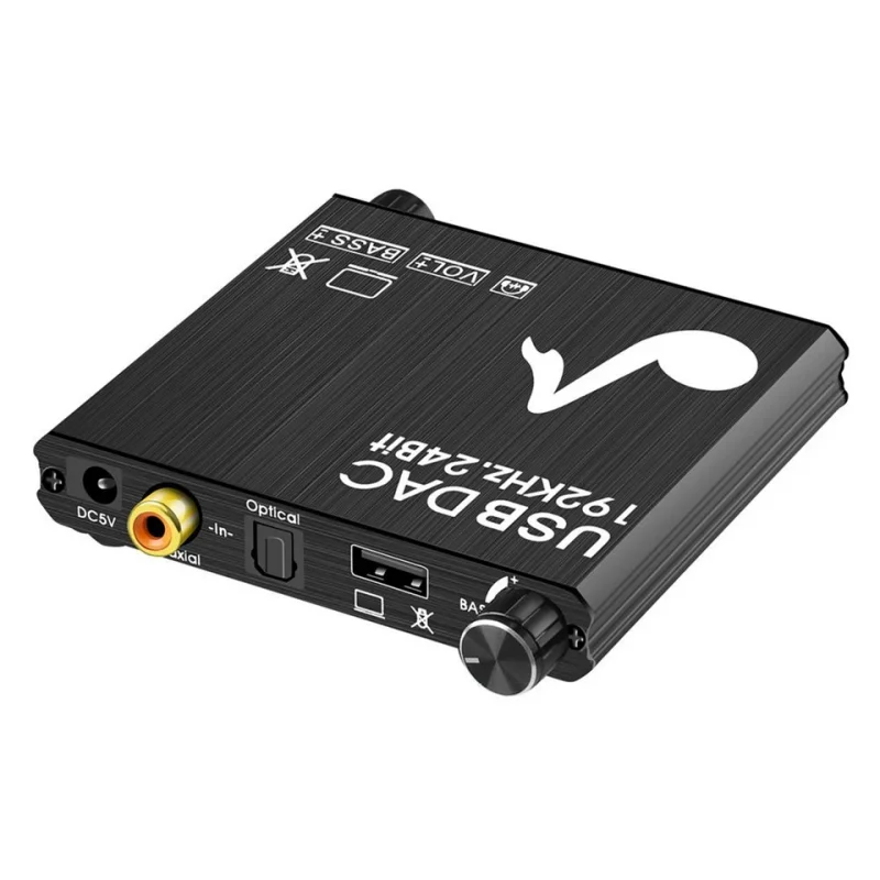 Digital to Analog Audio Converter Bass&Volume Control game Audio Splitter box Stereo extractor USB Sound Card 192Khz 24Bit