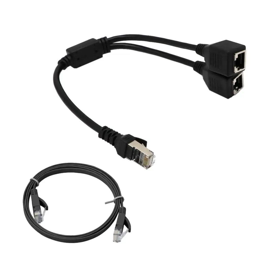 Network Splitter Adapter Ethernet Extender Cable Plastic for Home Office Broadband Connection