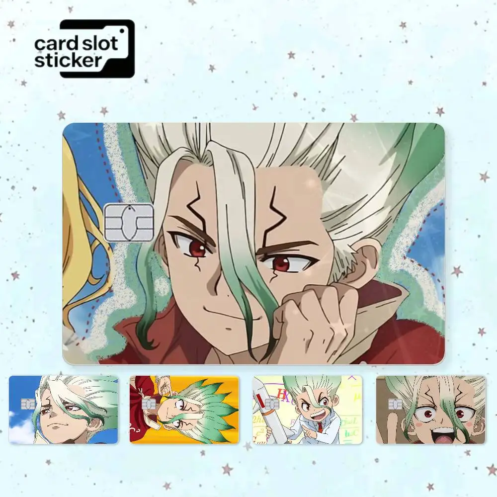Cartoon Role S-Senku I-Ishigami  Credit Card HD Stickers Small Chip Waterproof Sticker Game Card Decal Gift