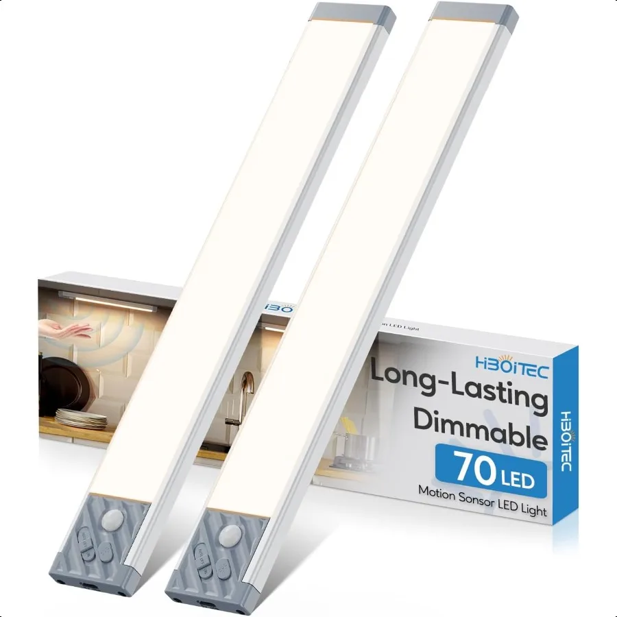 

Under Cabinet Lights Rechargeable Closet Lighting Wirel Motion Sensor Light Indoor 70 LED Dimmable Magnetic Under Counter Light