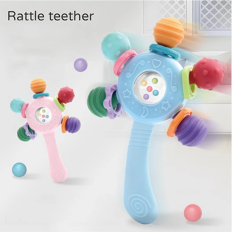 Baby siliconen bijtring ontwikkelingsspeelgoed 0 6 12 maanden sensorische rammelaar bijtring voor peuter handgreep speelgoed educatieve spelletjes