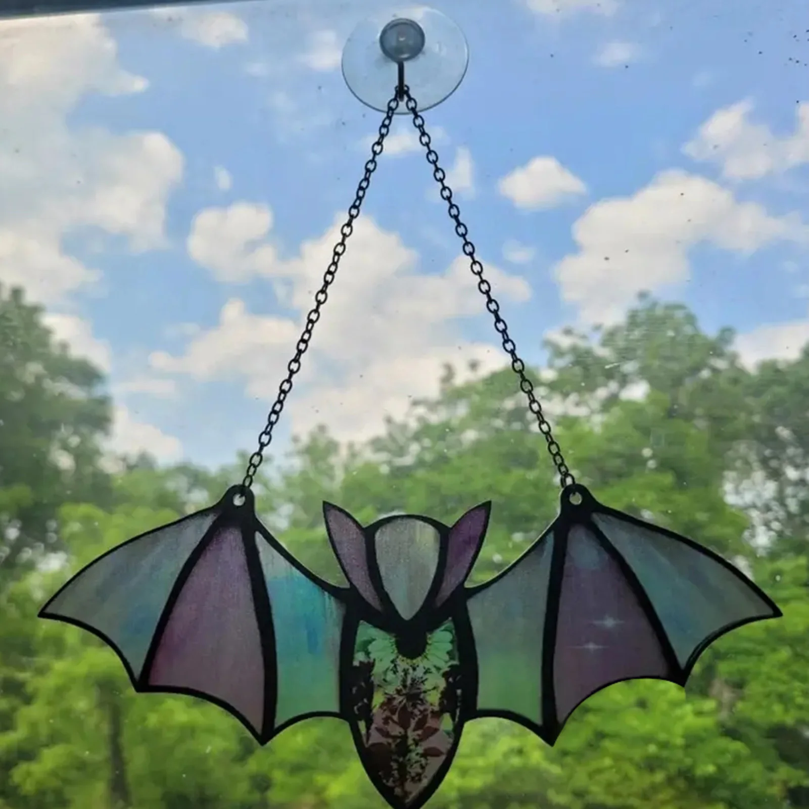 

Halloween Bat Window Hanging Reflective Effect Colorful Stained Bat Window Ornaments Halloween Bat Window