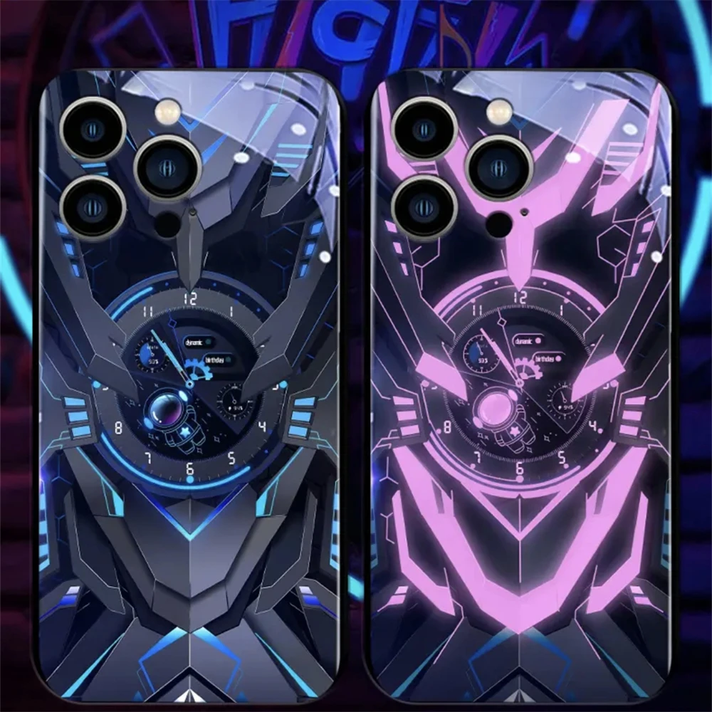 Water Cooled Chassis Sound Music Control Led Light Phone Case Glowing Cover For iPhone Air 17 16 15 14 13 12 11 Pro Max Plus view 3