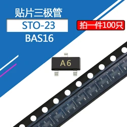 100pcs Smd Transistor Bas16 Package Sot-23 Screen Printing A6 0.2a/85v Switching Diode 100