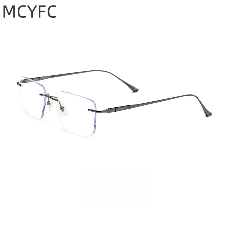 MCYFC Ultra-light Titanium  Eye Glasses Frames for Men Quadrilateral Rimless Business Eyeglasses Optical Prescription Eyewear